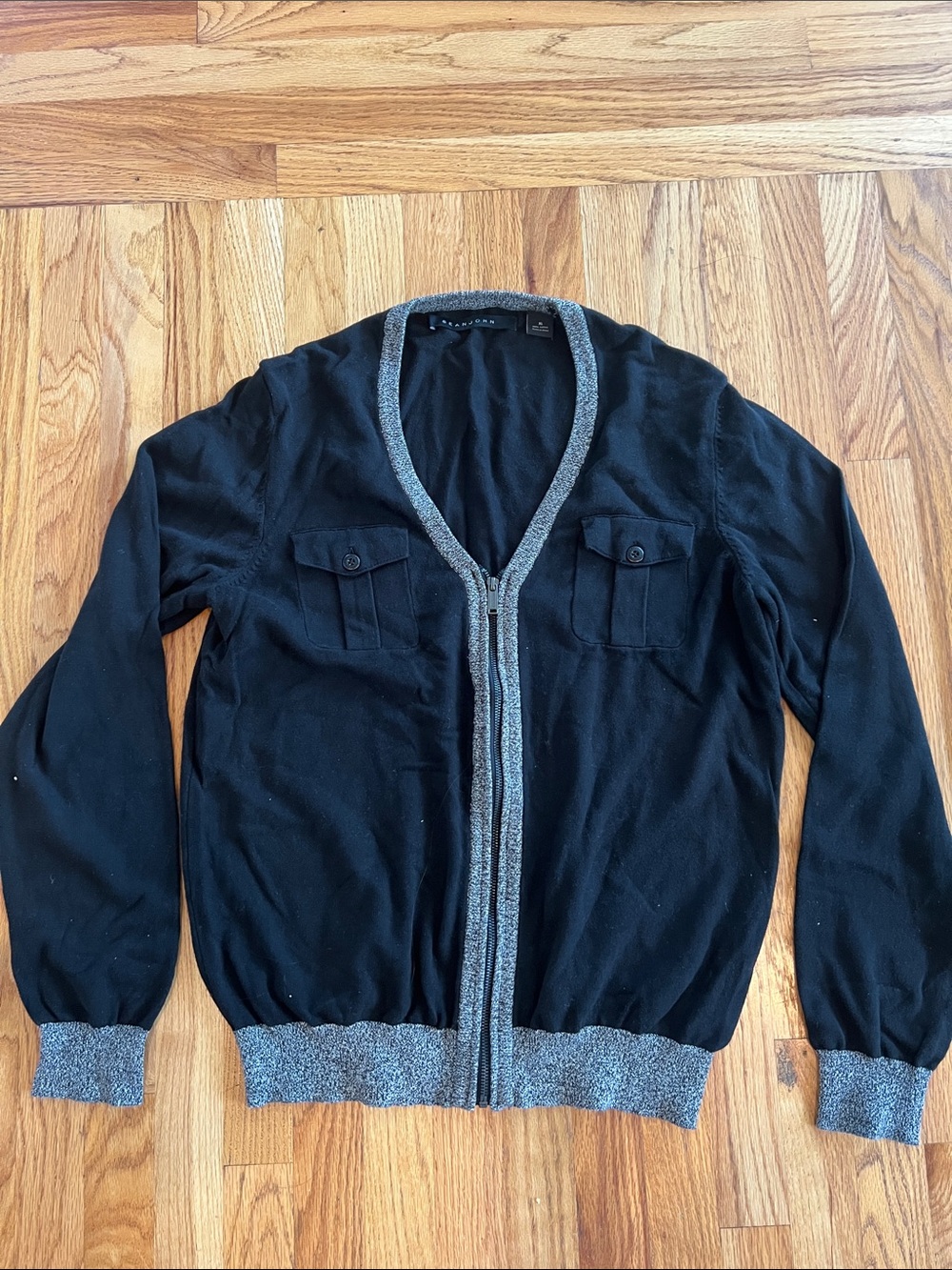 Sean John Black Sweater with Gray Trim